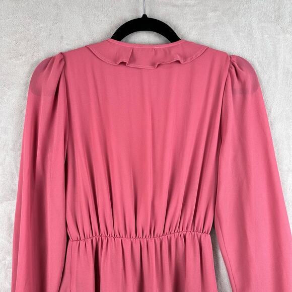Show Me Your Mumu Dress Womens XS Pink Long Sleeve Ruffle Tier Addy Tie Boho - Picture 6 of 15